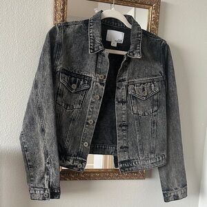 Classic Washed Black Denim Jacket for Women